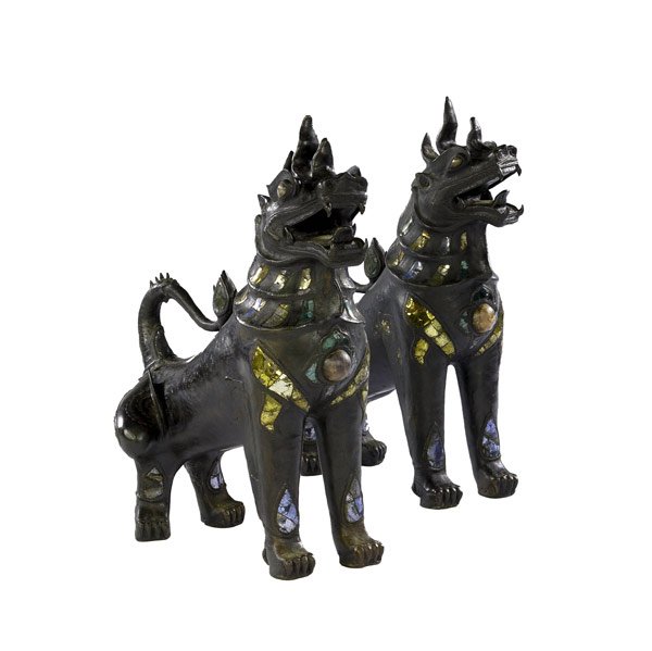 Pair of bronze Foo dogs