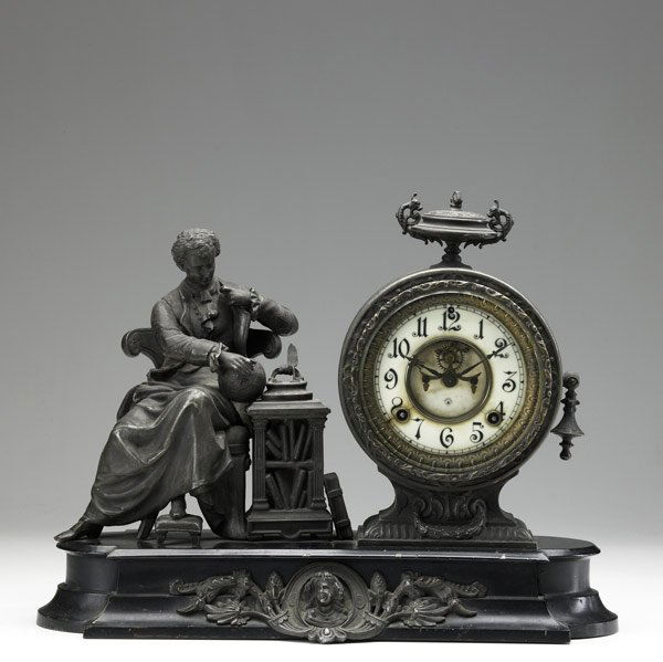 139 Ansonia figural clock of Isaac Newton