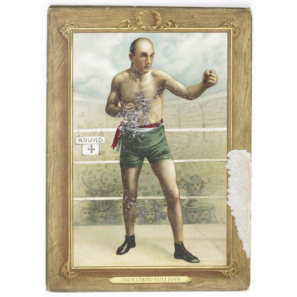 Three T9 Turkey Red Boxing Cards: Three T9 Turkey Red Boxing Cards, 1911. No. 76, Jack Johnson; no. 55, James Jeffries; no. 56, Jack (Twin) Sullivan.