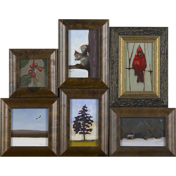 Robert Beck (American, b. 1950): Robert Beck (American, b. 1950) Six miniature paintings, 2001-2005. All oil on panel (framed), signed and dated. Largest'' 4'' x 2 1/4''