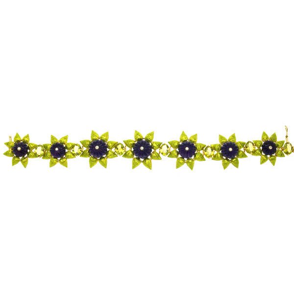 ENAMELED & GEM-SET GOLD LINK BRACELET