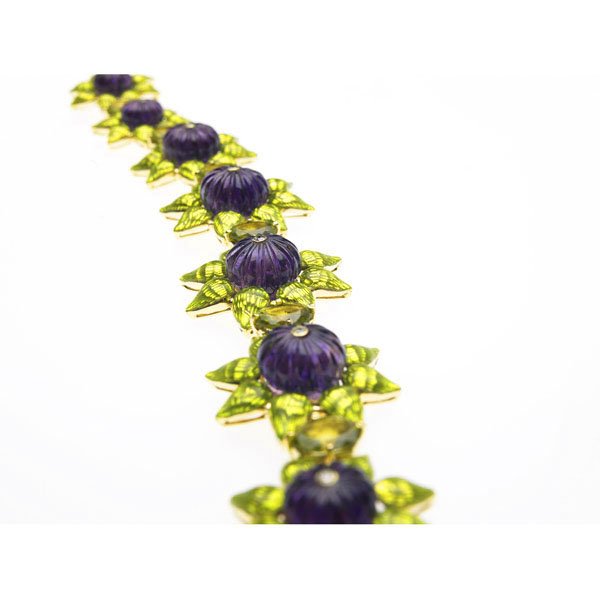 ENAMELED & GEM-SET GOLD LINK BRACELET - 2