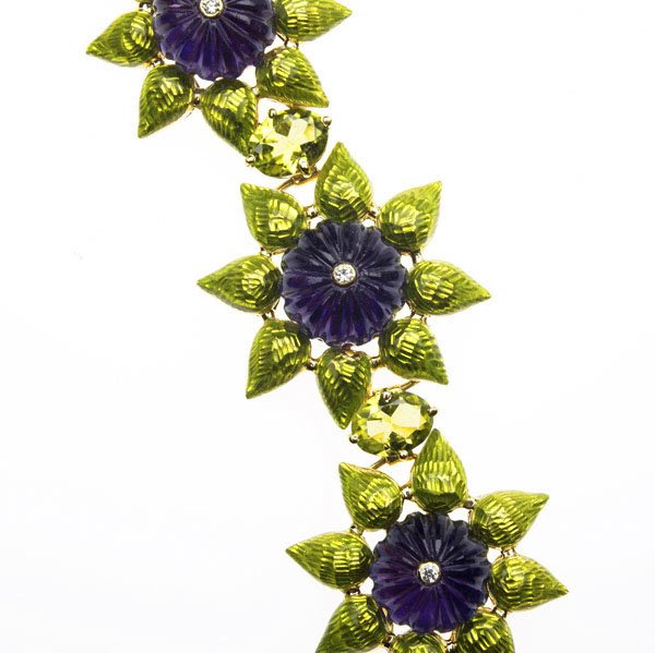 ENAMELED & GEM-SET GOLD LINK BRACELET - 3