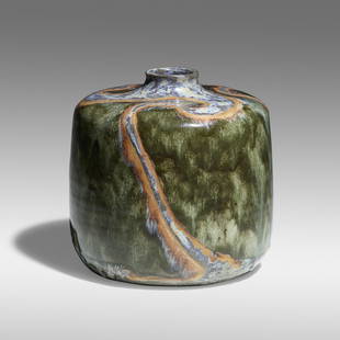 Raoul Lachenal, Vase: Raoul Lachenal Vase France, c. 1905glazed stoneware7.25 h × 7 dia in (18 × 18 cm) Incised signature to underside 'RL Raoul Lachenal Unique'. This work will preview