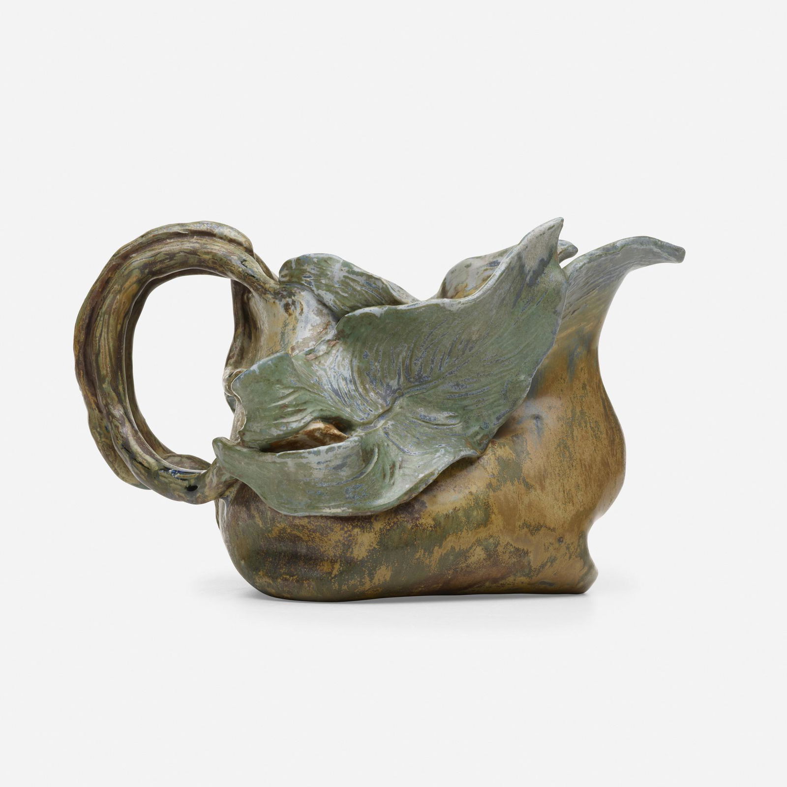 Theo Perrot, Pitcher: Theo Perrot Pitcher France, c. 1911glazed stoneware5.25 h × 9.5 w × 7 d in (13 × 24 × 18 cm) Incised signature and number to underside '39 x 1 Theo Perrot'.