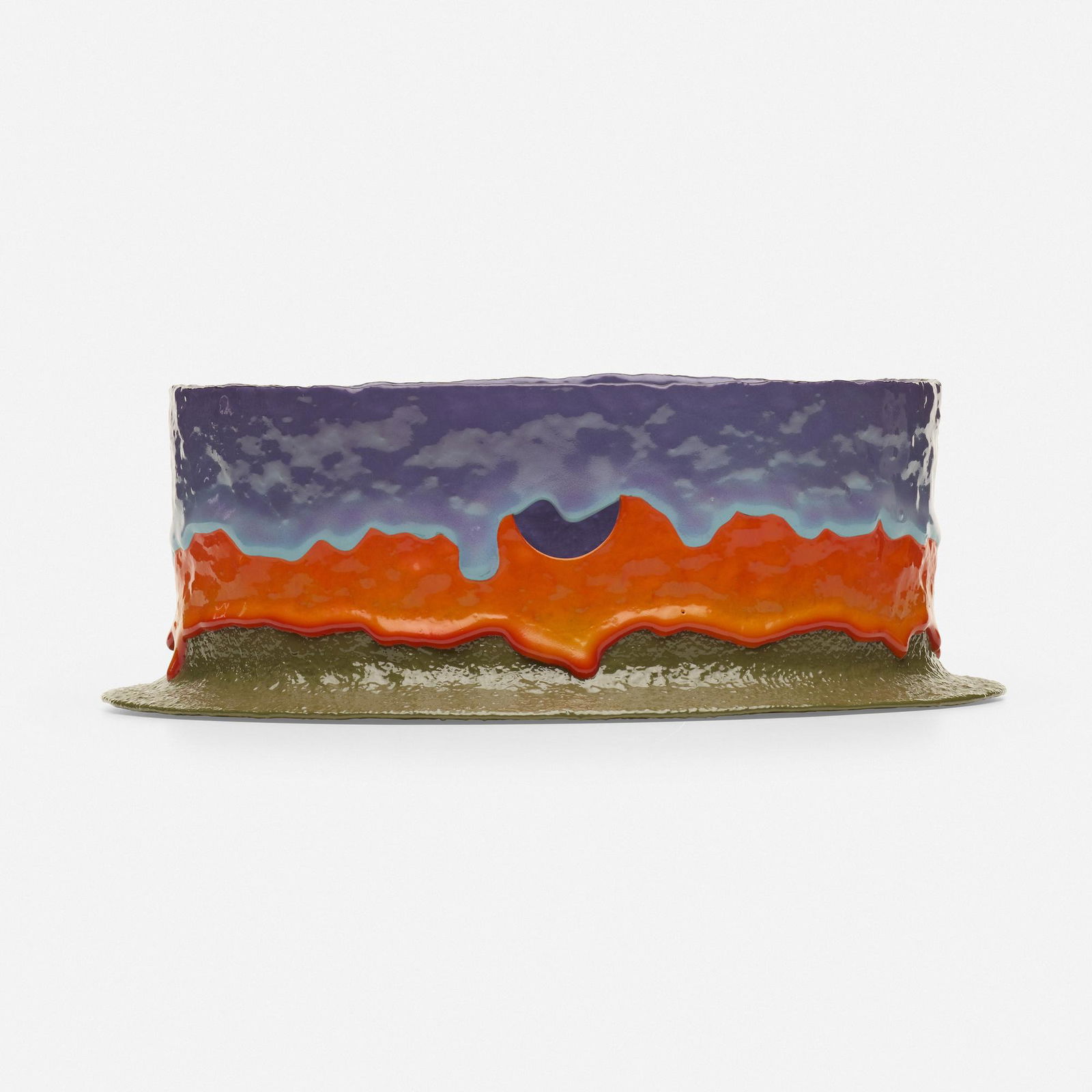 Ron Nagle, Shorty 240 (Incense Burner): Ron Nagle Shorty 240 (Incense Burner) USA, 1993hand-built earthenware, glaze and China paint4.5 h × 12.25 w × 9.2 d in (11 × 31 × 23 cm) Provenance: The A