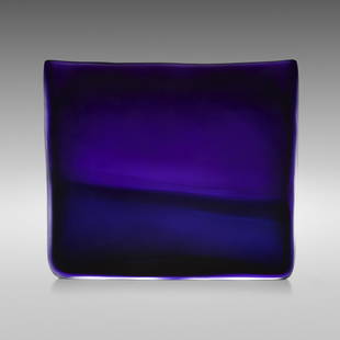 Laura de Santillana, Incalmo (Dark Blue): Laura de Santillana Incalmo (Dark Blue) Italy, 1999hand-blown and compressed glass11.75 h × 13.5 w × 1.75 d in (30 × 34 × 4 cm) Etched signature and date to underside 'Lau