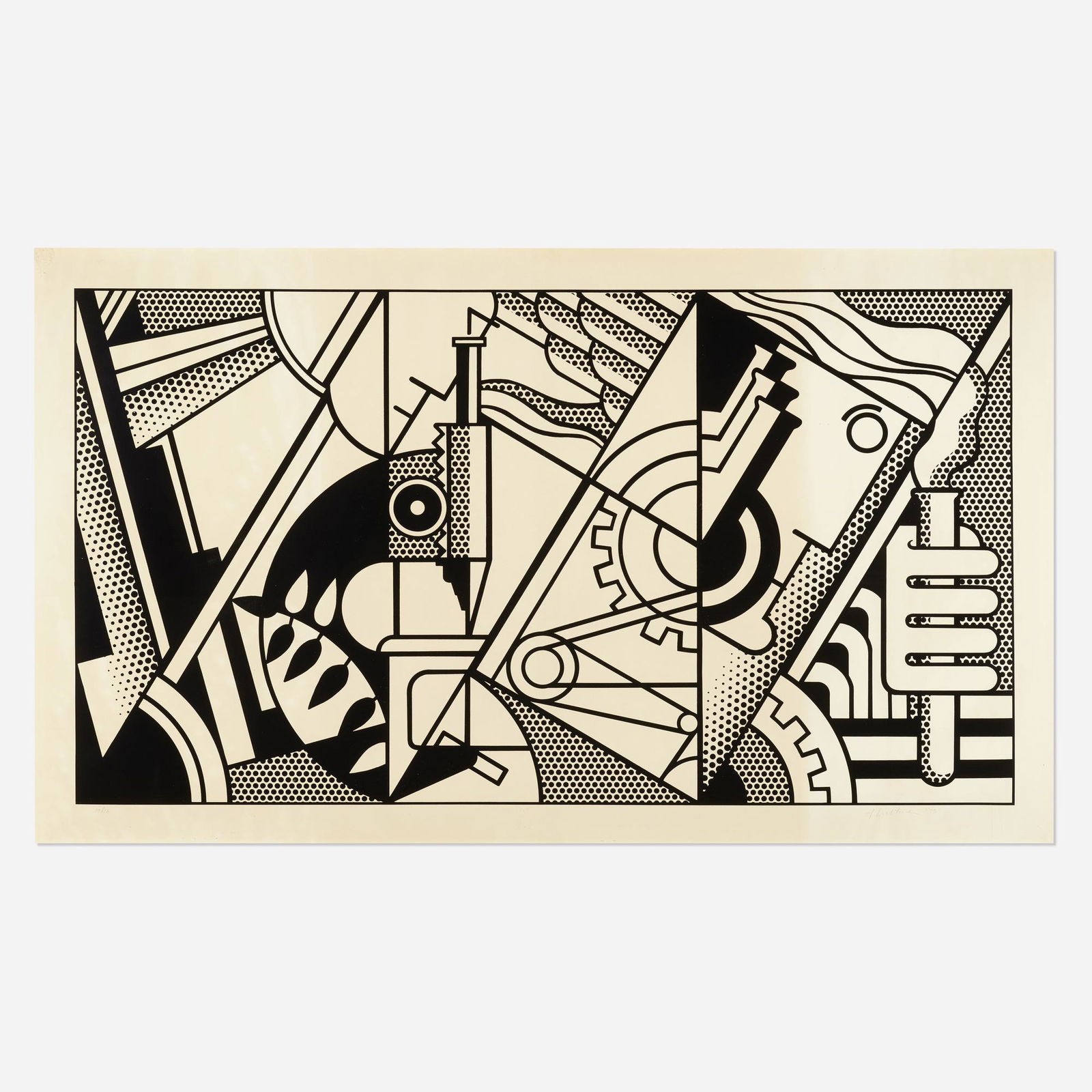 Roy Lichtenstein, Peace Through Chemistry III: Roy Lichtenstein Peace Through Chemistry III (from Peace Through Chemistry Series) 1970lithograph on Special Arjomari paper37.625 h × 63.375 w in (96 × 161 cm) Image measures: 32 h x