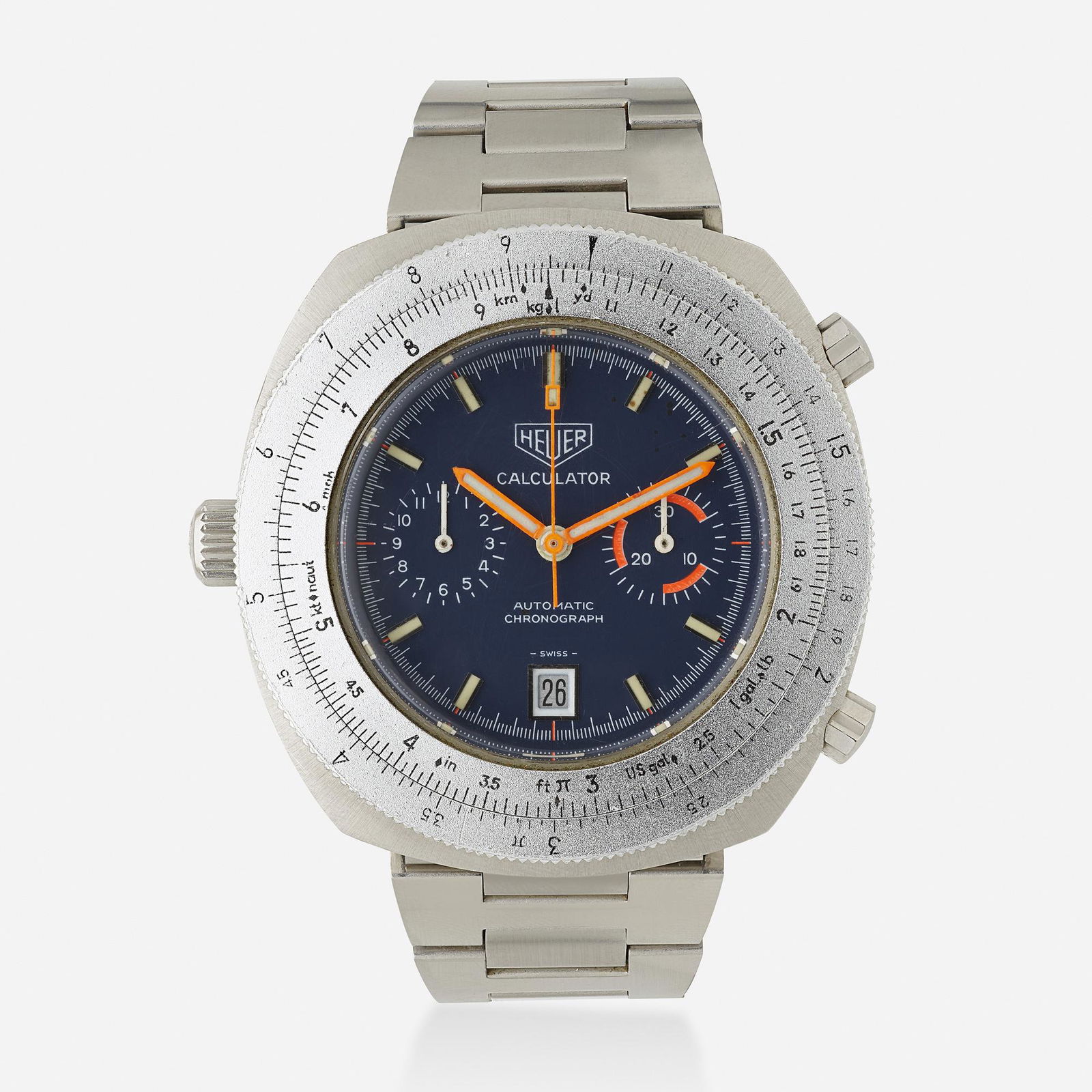 Heuer, Calculator Chronograph steel watch, Ref. 110.633 (1 of 4)