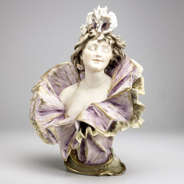 RIESSNER, STELLMACHER & KESSEL Bust: RIESSNER, STELLMACHER & KESSEL Porcelain Amphora bust of a lady A few minor chips to high points Red stamp, 1179, X 18'' x 15''