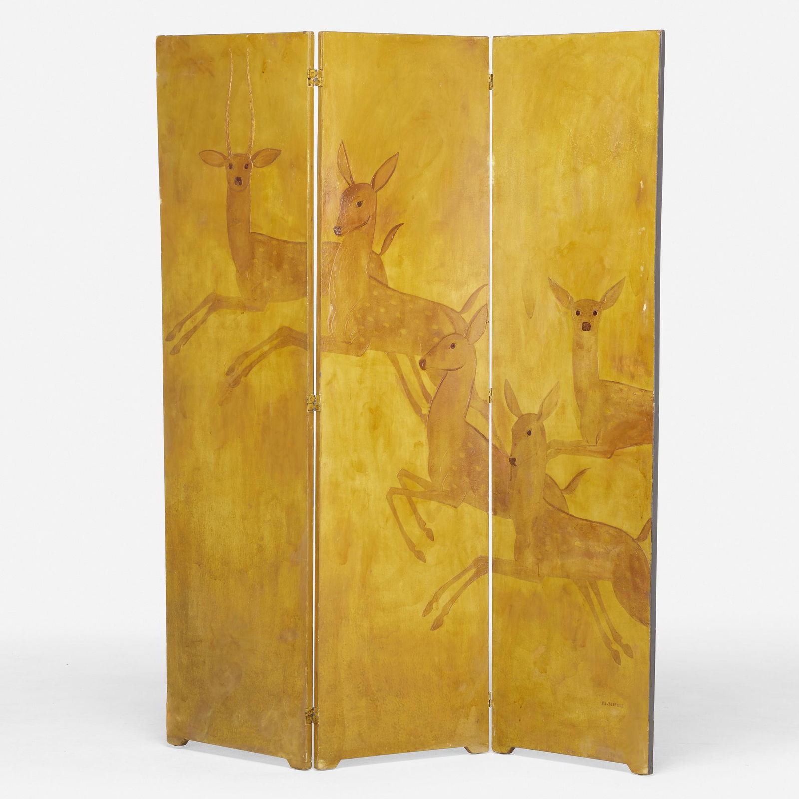 Charles Baskerville, Jr., Three panel screen: Charles Baskerville, Jr. Three panel screen oil on wood78.75 h × 64.875 w in (200 × 165 cm) Signed to lower right 'Baskerville'.