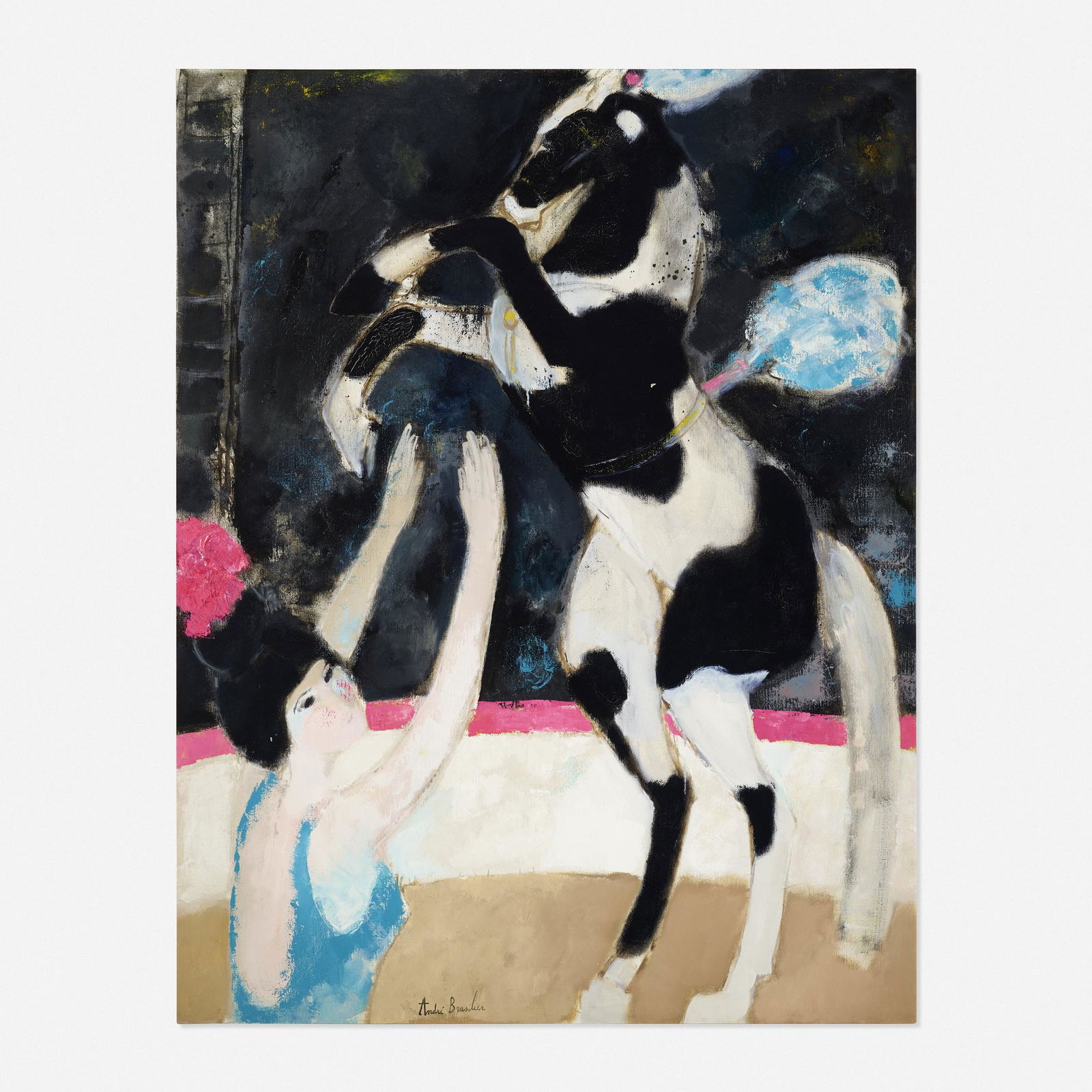Andre Brasilier, Le Cheval de Cirque: Andre Brasilier Le Cheval de Cirque 1963oil on canvas57.75 h × 44.75 w in (147 × 114 cm) Signed to lower edge 'Andre Brasilier'. Provenance: David Findlay Gall