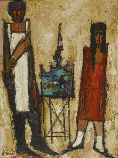 GIUSEPPE GAMBINO (Italian, 1928-1997): GIUSEPPE GAMBINO (Italian, 1928-1997) Untitled Man and Woman, 1966 ; Oil on canvas (framed); Signed and dated; 32'' x 24 1/2''. Exhibition: Crane-Kurchin Gallery, Merion, PA.