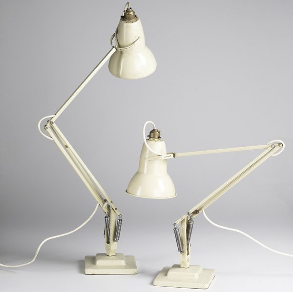 HERBERT TERRY & SONS PAIR OF ANGLEPOISE LAMPS: HERBERT TERRY & SONS Pair of early Anglepoise desk lamps with enamel finish. Stamped The Anglepoise Made in England. 28'' x 15'' x 6''
