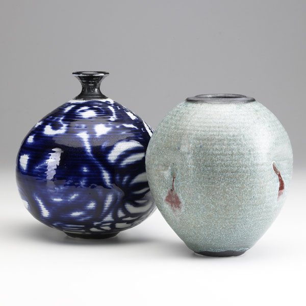 OTTO HEINO HANDTHROWN PORCELAIN VESSELS: OTTO HEINO Two handthrown porcelain vessels, 2007. Both signed and dated. 6 1/4'' and 7''