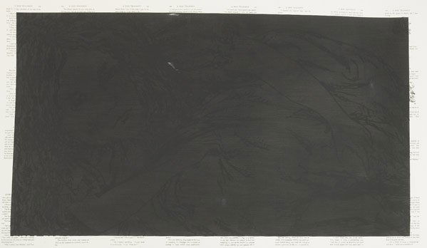 TIM ROLLINS & K.O.S.: TIM ROLLINS & K.O.S. Black Alice, lithograph, screenprint with handpainting, 1989. (Provenance: Private Collection, San Francisco.) Signed, dated and numbered 29/50. 33'' x 52''