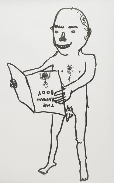 DAVID SHRIGLEY (British, 1968): DAVID SHRIGLEY (British, 1968) The Human Body, screenprint. (Provenance: Private Collection, San Francisco.) 32 1/4'' x 50''