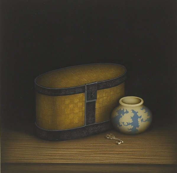 TOMOE YOKOI (Japanese, b. 1948): TOMOE YOKOI (Japanese, b. 1948) Three still lifes, mezzotint on paper (framed): ''Key'', signed, numbered and titled; ''Cloisonne,'' signed, numbered and titled, both 11'' x 14''; and Candle, signed,