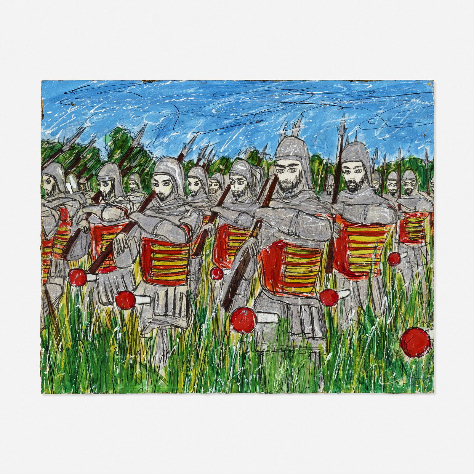 Federico Solmi, Untitled (from The Evil Empire): Federico Solmi Untitled (from The Evil Empire) 2008mixed media on paper mounted on wood panel8 h × 10 w in (20 × 25 cm) Signed to verso 'Federico Solmi'. Provenance: