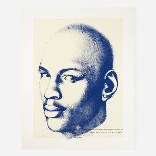 Ed Paschke, Michael Jordan: Ed Paschke Michael Jordan c. 1994lithograph in colors43¾ h × 35 w in (111 × 89 cm) Signed, dated, titled and inscribed by Michael McKenzie, Ed Paschke and Michael Jordan to lower edge