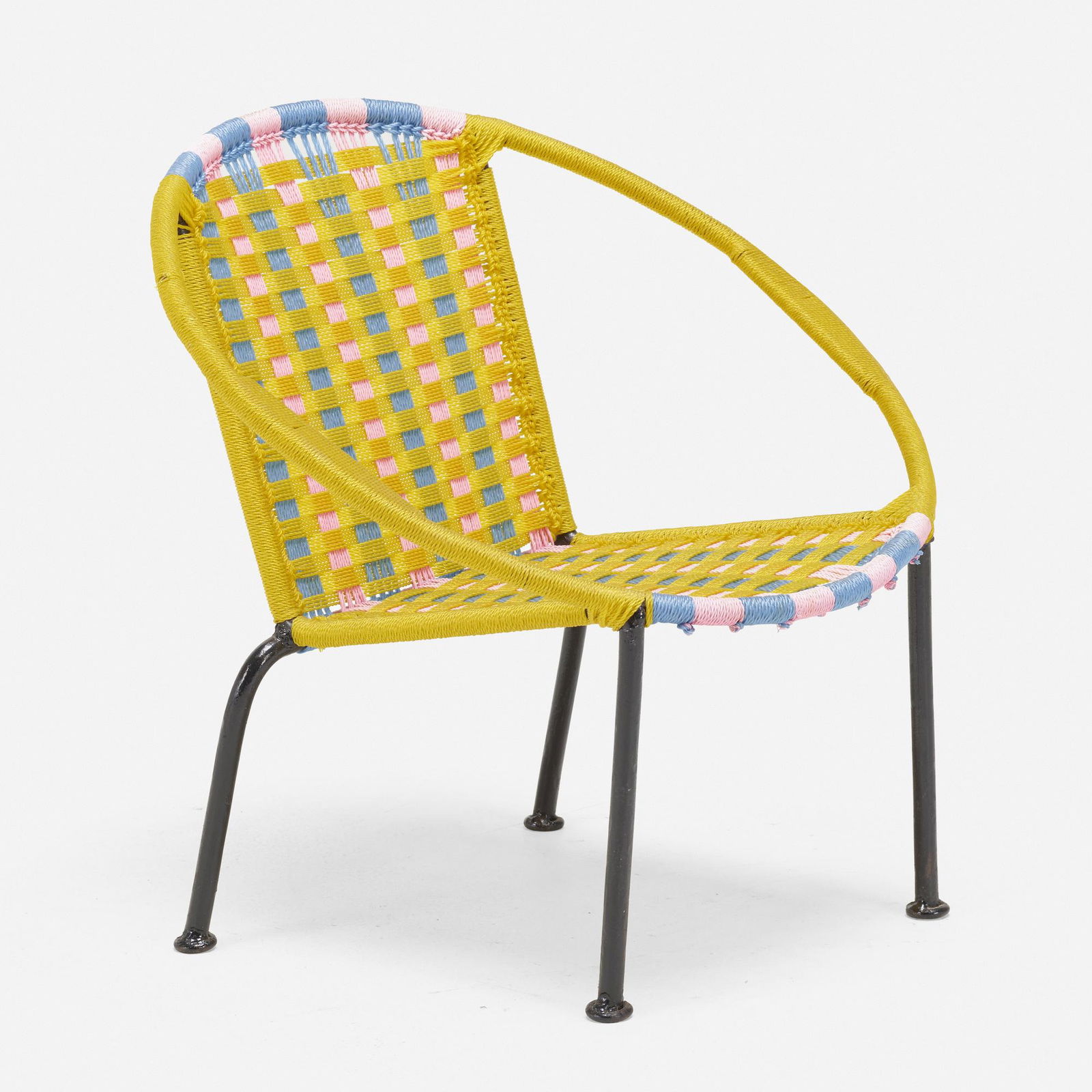 Modern, Child's chair: Modern Child's chair c. 2000enameled steel, cording 16.5 h × 17 w × 14 d in (42 × 43 × 36 cm) Provenance: Collection of Robert Wilson
