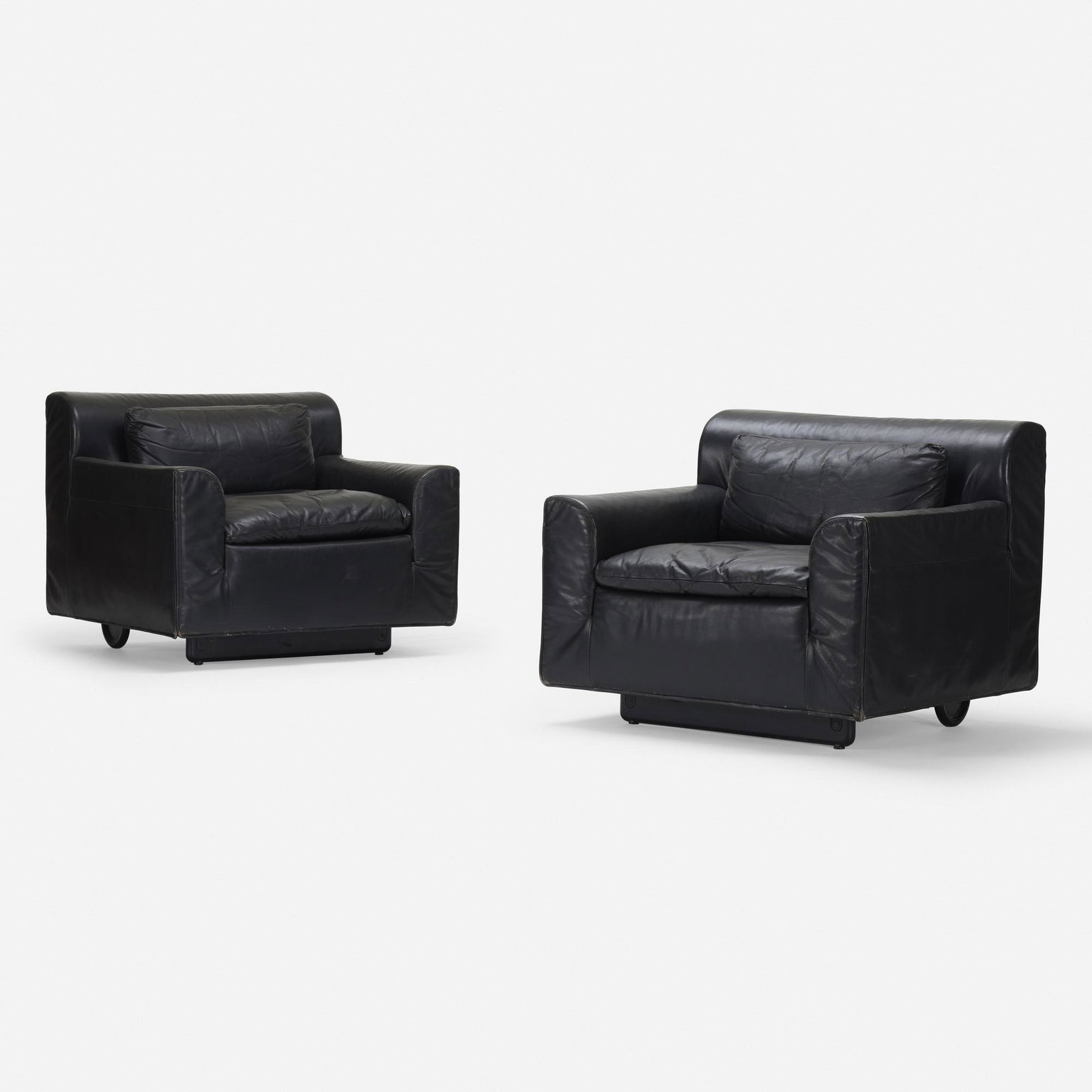 Otto Zapf, Heli chairs, pair: Otto Zapf Heli chairs, pair Knoll InternationalCzechoslovakia / USA, c. 1983leather, lacquered wood, enameled aluminum 29 h × 35 w × 33 d in (74 × 89 × 84 cm)