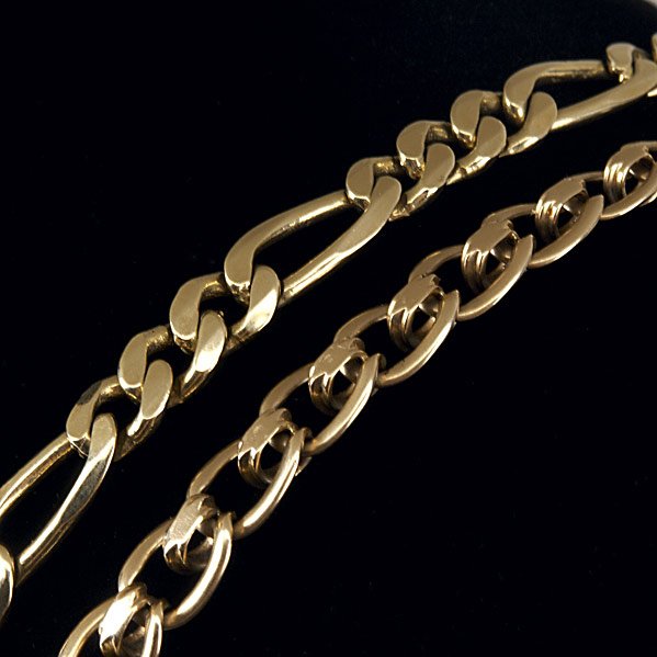 TWO MEN'S GOLD LINK BRACELETS: TWO MEN'S GOLD LINK BRACELETS; 14k yg; 44 gs. GW; Each: 8 1/2''