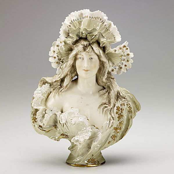 RIESSNER, STELLMACHER & KESSEL AMPHORA BUST: RIESSNER, STELLMACHER & KESSEL; Porcelain Amphora bust of a lady, 20th c.; Red R St. K, 1192 14; 16''