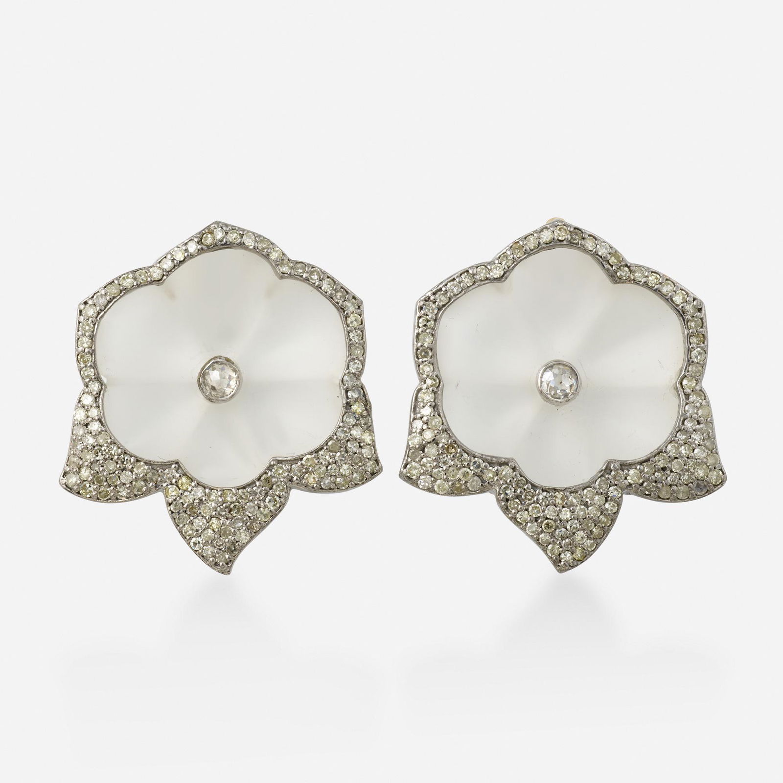 Rock crystal and diamond earrings (1 of 2)