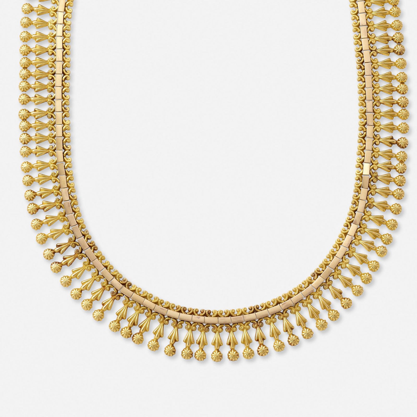 French Revivalist gold fringe necklace (1 of 3)