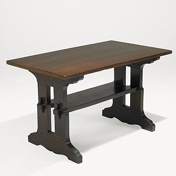 180 GUSTAV STICKLEY Early trestle library table