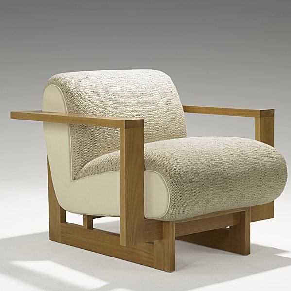 VLADIMIR KAGAN White oak Cubist chair: VLADIMIR KAGAN; White oak Cubist chair; Unmarked; 30'' x 31'' x 36'' Class: FR SE Manufacturer: Artist:Kagan, Vladimir