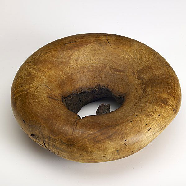 MARK LINDQUIST Turned wood sculpture: MARK LINDQUIST; Turned wood sculpture; Inscribed with cross and Lindquist 74; 2 1/2'' x 8'' Class: WO DE Manufacturer: Artist:Lindquist, Mark