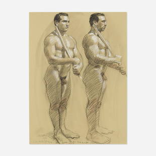 Mark Beard, Untitled (Nudes): Mark Beard Untitled (Nudes) 2001charcoal and graphite on paper sight: 29.75 h × 21.75 w in (76 × 55 cm) Signed, dated and inscribed lower edge 'M Beard 2001 Congratulations on your