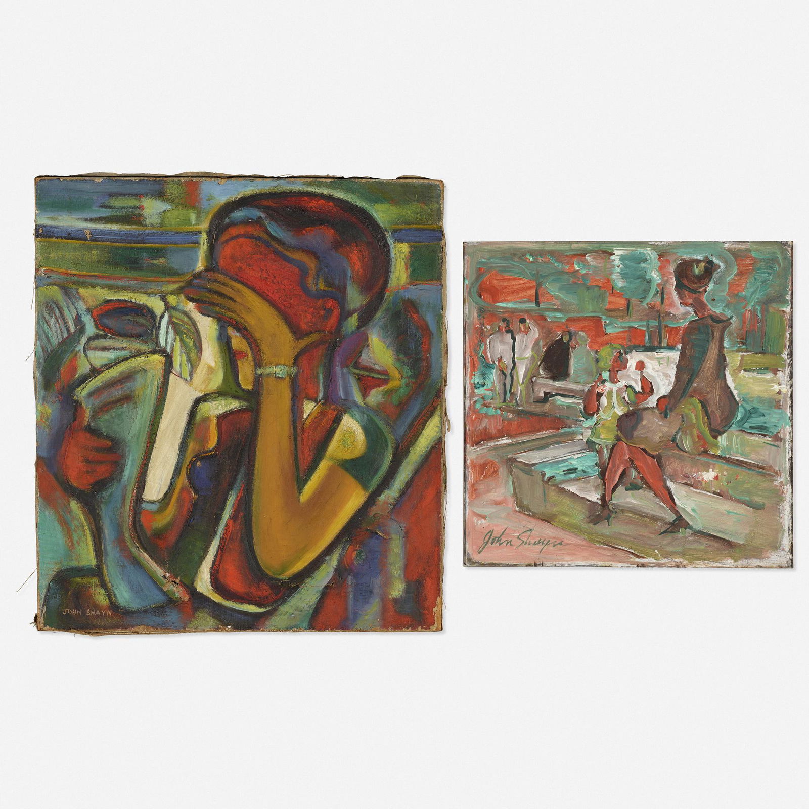 John Shayn, At the Fountain; Untitled (two works) (1 of 3)