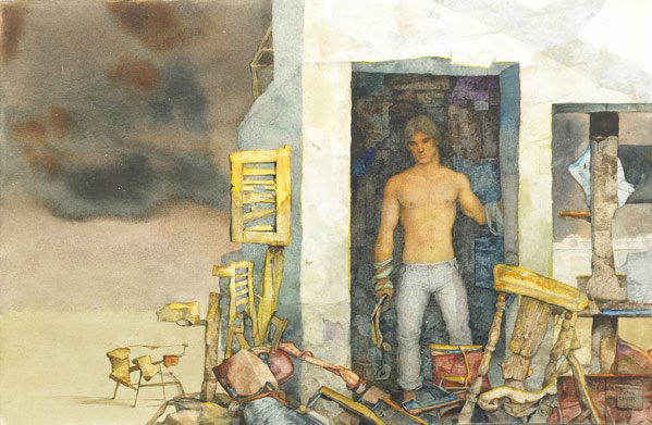 John B. Lear (American, 1910-2008) Untitled: John B. Lear (American, 1910-2008) Untitled; Watercolor on board; Signed; 9'' x 13 3/4'' (irregular); Provenance: Private Collection, Texas