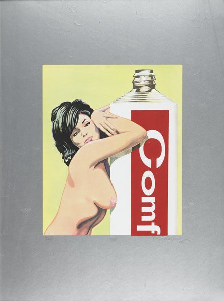 Mel Ramos (American, b. 1935) Miss Comfort Creme,: Mel Ramos (American, b. 1935) Miss Comfort Creme from 11 Pop Artists, Volume III, 1965; Screenprint in colors (framed); Signed, dated and numbered XXV; 39 1/4'' x 29 3/8'' (sight); Publisher: Original