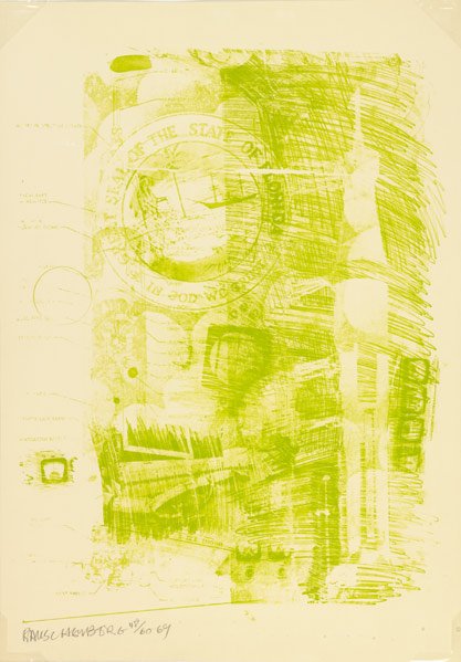 Robert Rauschenberg (American, 1925-2008) Marsh (f: Robert Rauschenberg (American, 1925-2008) Marsh from the Stoned Moon Series, 1969; Lithograph in colors; Signed, dated and numbered 48/60; 35 1/2'' x 25'' (sheet); Literature: Foster 76; Publisher: Ge