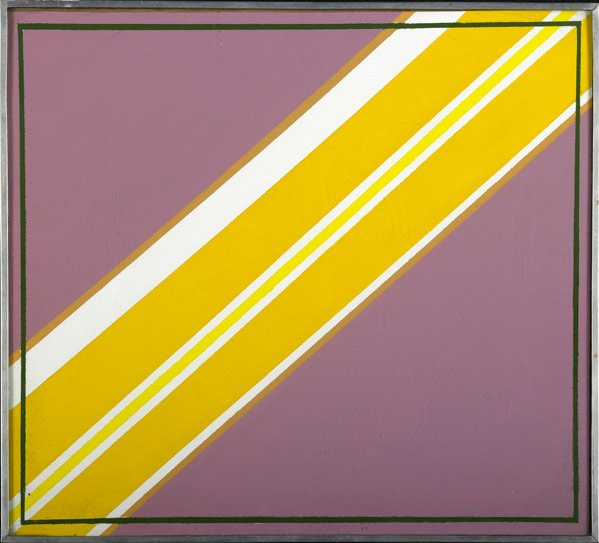 Larry Zox (American, 1937-2006) Diagonal, 1963: Larry Zox (American, 1937-2006) Diagonal, 1963; Liquitex on board (framed); 14'' x 15 3/4''; Provenance: Estate of B. Scott Severns, New York