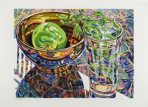 Janet Fish (American, b. 1938) Four works of art: Janet Fish (American, b. 1938) Four works of art: Butterfly Wings, 1991; Lithograph in colors (framed); Signed, dated, titled and numbered 27/61; 21 1/2'' x 29 1/2'' (sheet); Rose Bowl, 1992; Lithogra