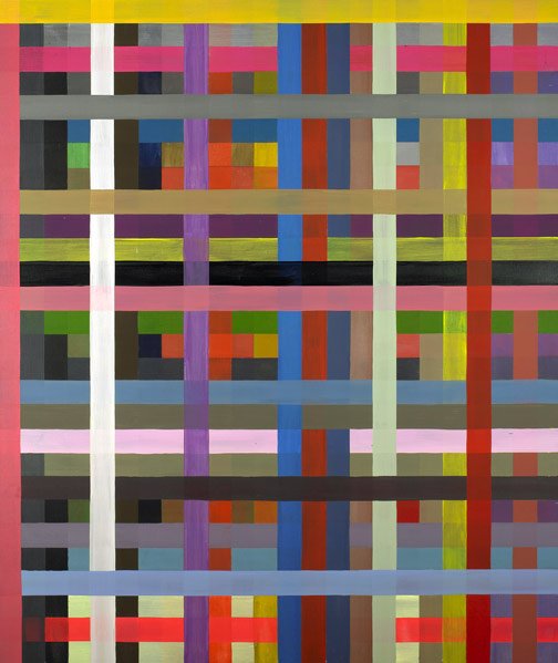 Gary Lang (American, b. 1950) Plaid Painting, 1989: Gary Lang (American, b. 1950) Plaid Painting, 1989; Oil on canvas; Signed and dated; 84'' x 72''; Provenance: Annina Nosei Gallery, New York; Private Collection, New York