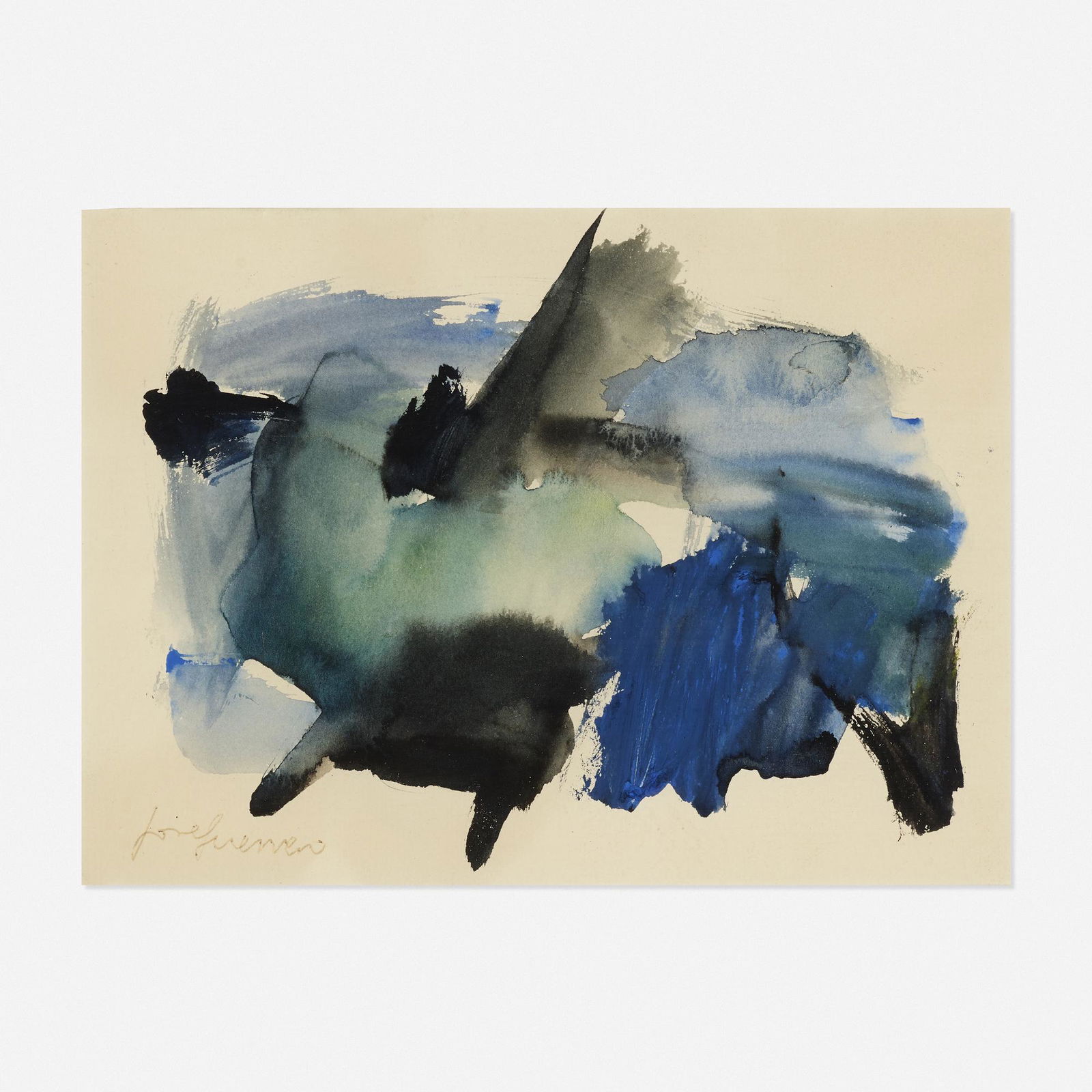 José Guerrero, Untitled: José Guerrero Untitled gouache on paper 5.25 h × 7.25 w in (13 × 18 cm) Signed to lower left 'José Guerrero'.