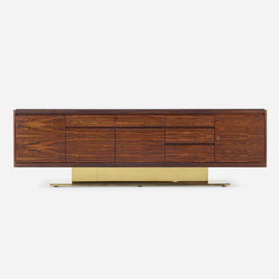 Warren Platner, Cabinet: Warren Platner Cabinet Lehigh LeopoldUSA, c. 1970polished brass, rosewood, granite 29.75 h × 92 w × 22 d in (76 × 234 × 56 cm) Cabinet features seven drawers and