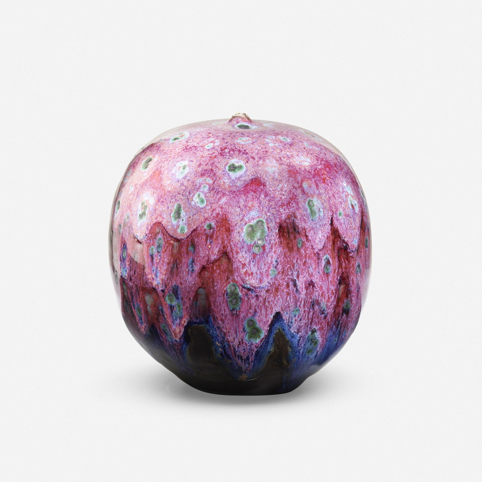 Toshiko Takaezu, Closed Form (with rattle): Toshiko Takaezu Closed Form (with rattle) USA, c. 1998glazed porcelain 5.5 h × 4.75 dia in (14 × 12 cm) Incised signature to underside 'TT'. Provenance: Acq