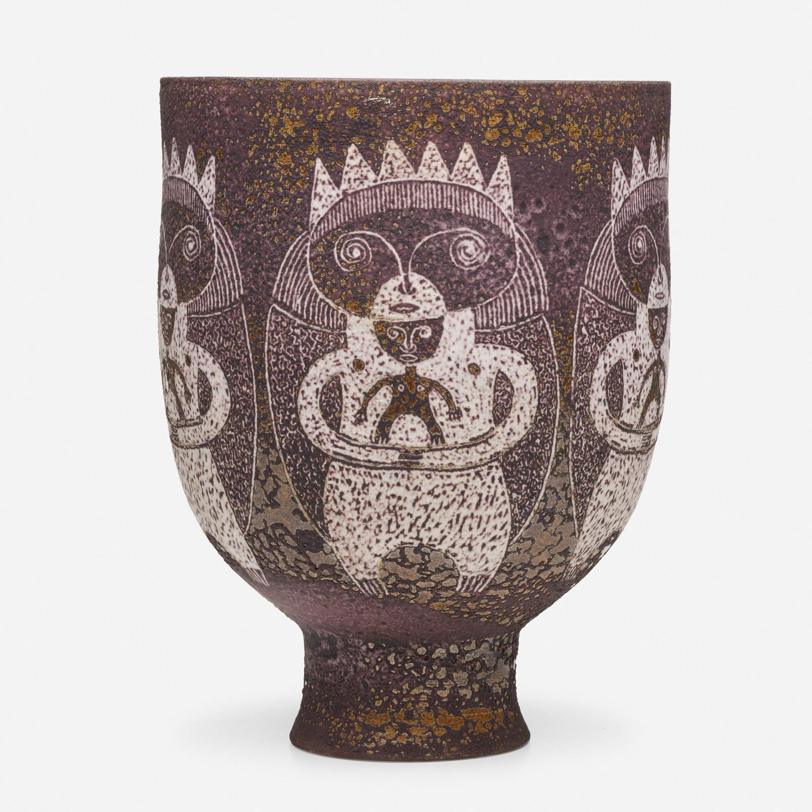 Edwin and Mary Scheier, Chalice form: Edwin and Mary Scheier Chalice form USA, 1967glazed stoneware 13.5 h × 10 dia in (34 × 25 cm) Incised signature and date to underside '67 Scheier'. This work wi