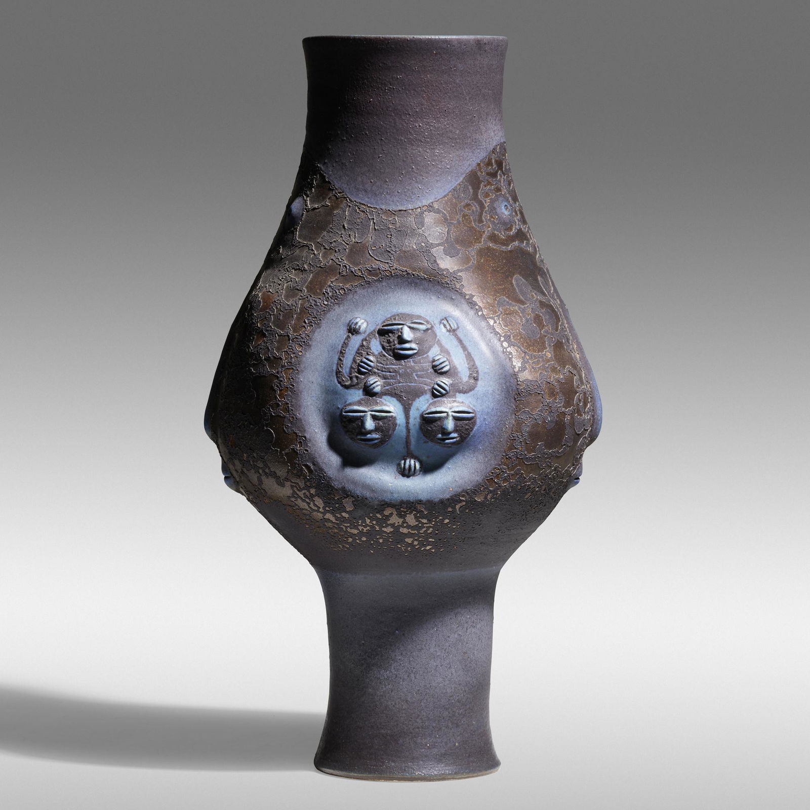 Edwin and Mary Scheier, Tall chalice form: Edwin and Mary Scheier Tall chalice form USA, 1966glazed stoneware 20 h × 10 w × 8.5 d in (51 × 25 × 22 cm) Incised signature and date to underside 'Scheier 66'.