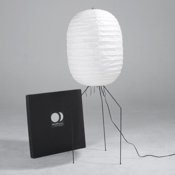 ISAMU NOGUCHI; AKARI: ISAMU NOGUCHI; AKARI; Light sculpture with rice paper and bamboo shade on metal frame; Stamped mark; Complete with original box; 56'' x 19''