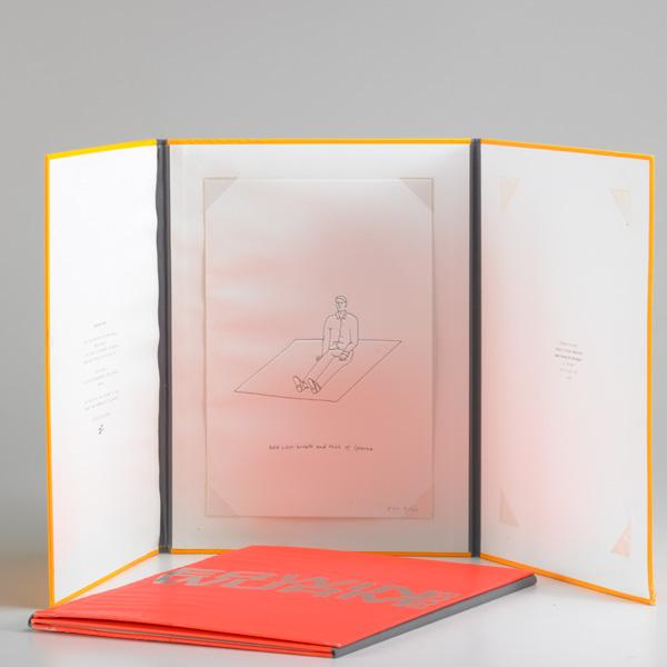 ERWIN WURM (German, b. 1954): ERWIN WURM (German, b. 1954); Two print folios instruction for conceptual works ''Be a Dog'' and ''Hold Your Breath and Think of Spinoza'', 2002; Initialed and numbered; Each tri-fold folio: 15'' x 11