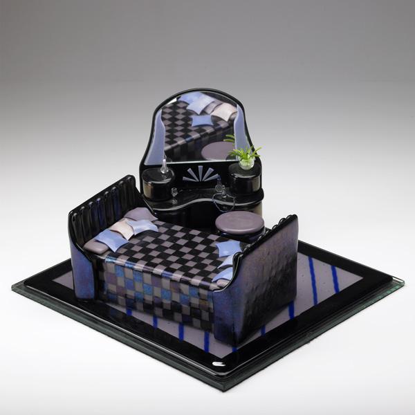 EMILY BROCK: EMILY BROCK; Glass diorama, 1987; Signed EB 87; 8 3/4'' x 12 3/4'' x 13 3/4''