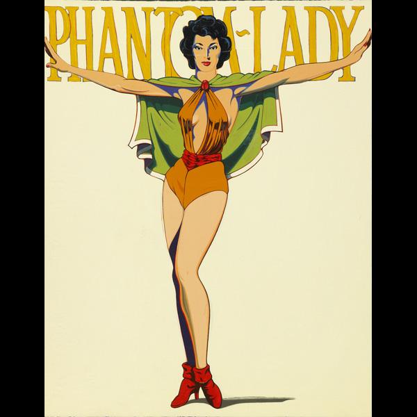 MEL RAMOS (American, b. 1935): MEL RAMOS (American, b. 1935); Lithograph in color, ''Phantom Lady'', 1990; Signed and numbered; 30'' x 24''